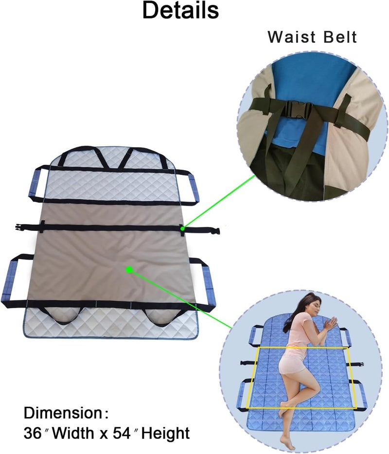Telison Positioning Bed Pad with Handles, 100% Cotton Shell; Breathable Slide Sheets for Patients to Prevent Bed Sores; Waterproof Draw Sheets for Hospital Bed, 36” x 54”,Checks Pattern - Image 5